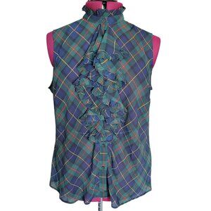 Lauren Ralph Lauren Sleeveless Plaid Ruffle Blouse (Size 2X)